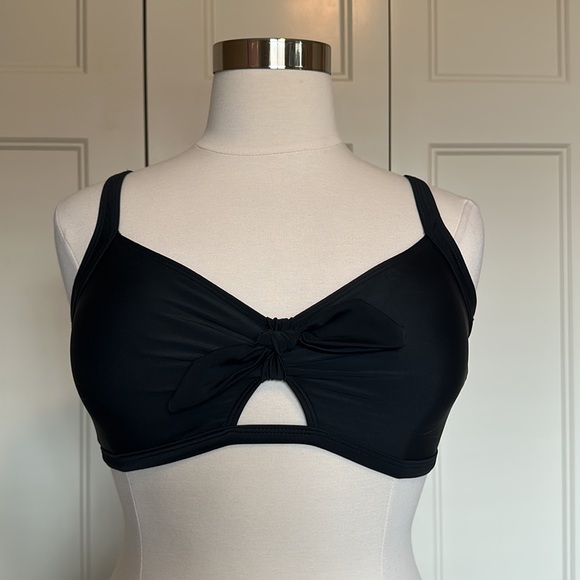 Tempt Me Large Black Bikini Swim Top Push-Up with Front Tie Knot - Picture 2 of 9